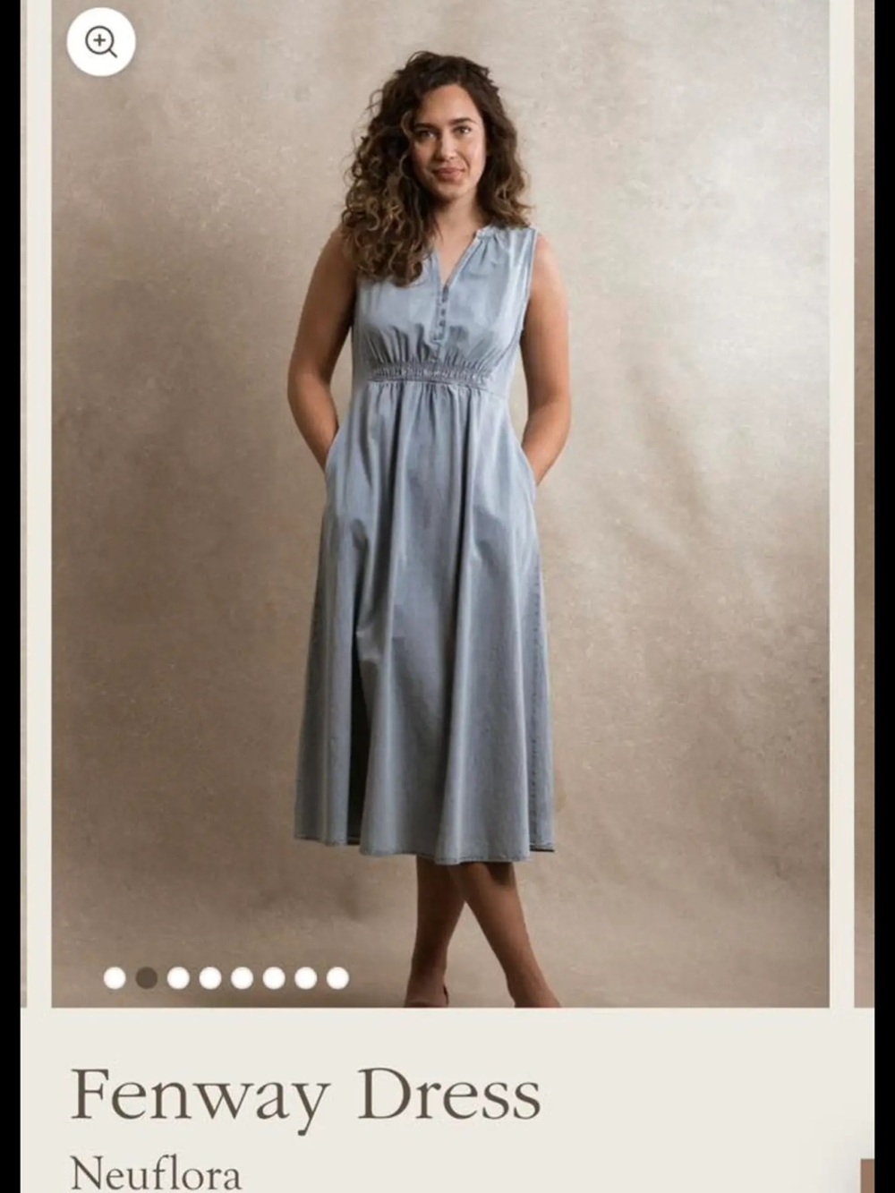 Light Blue Sleeveless Midi Dress - Relaxed Chambray Style - Picture 5 of 5